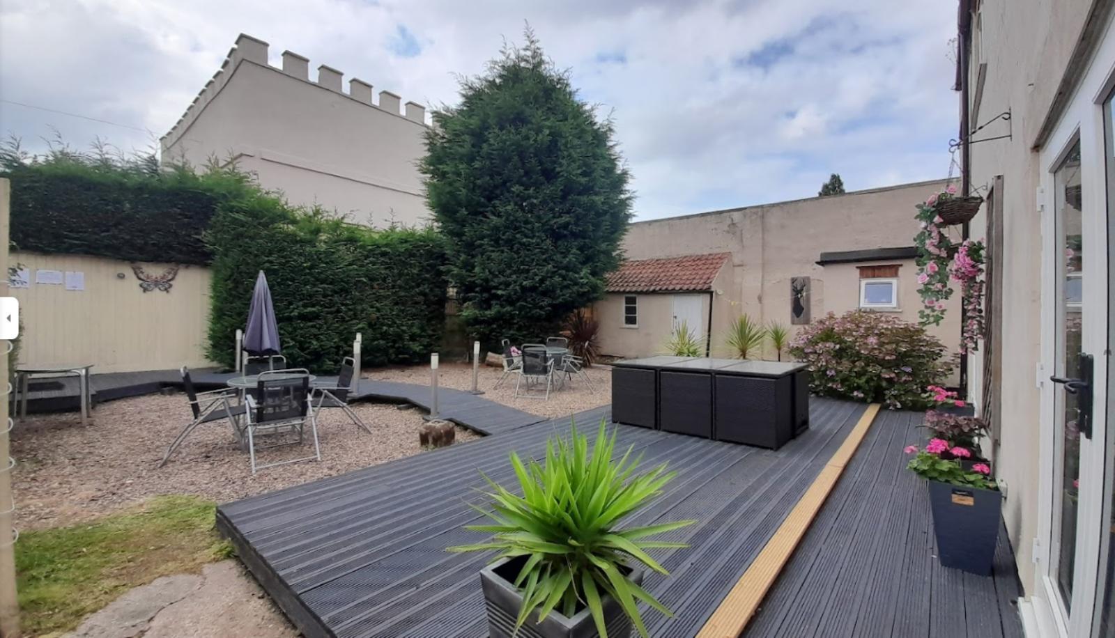 Secluded decking area at the East Winf, Rufford Park Lodge. The East Wing At Rufford Park Lodge